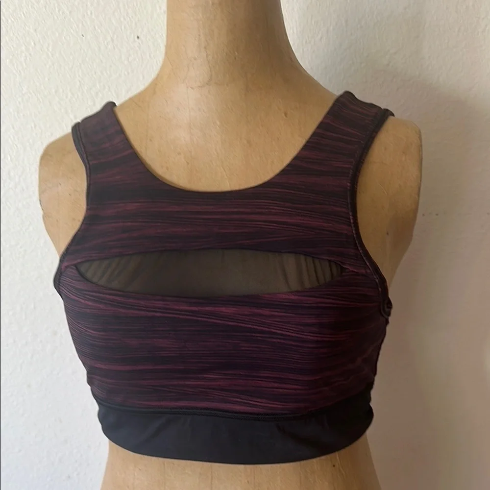 Lululemon sz 8 Run The Day Bra Low Tide Blush Berry/ Black Striped Sports Bra
